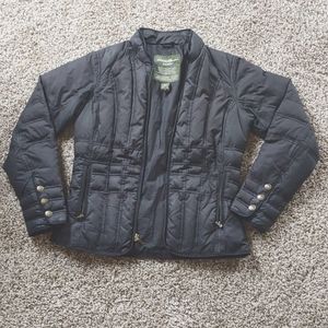 Eddie Bauer Womens Small Black Premium Goose Down Zip Up Quilted Puffer Jacket